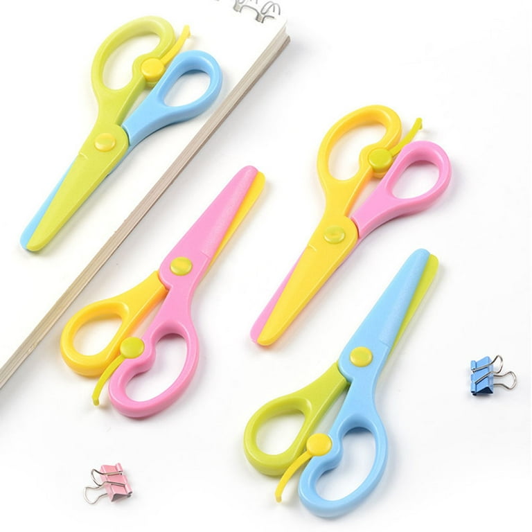 Farfi Colorful Mini Scissors Kids Safety Fingers Protective Paper Cutting  DIY Tool (Random Color) 