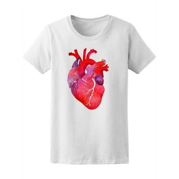 Beautiful Watercolor Heart T-Shirt Women -Image by Shutterstock, Female Small