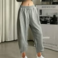 thumbnail image 2 of ibuvkizy Wide Leg Pants Women Loose Ankle Cinching Casual Pocket with Plush Wide Leg Sweatpants Gray,S, 2 of 6