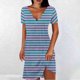 thumbnail image 2 of Mini Vestido de Verano Color Sólido Cuello en V Manga Corta Vestido de Becerro Medio, Vestido Corto de Verano, 2 of 5