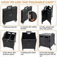 thumbnail image 4 of Foldable Utility Cart, Portable Rolling Crate, 360° Rotate Wheel Handcart Shopping Trolley, Wheel Box with Lid Wear-Resistant Noiseless, Multiple Use Cart for Travel, Shopping and Moving, Black, 4 of 6