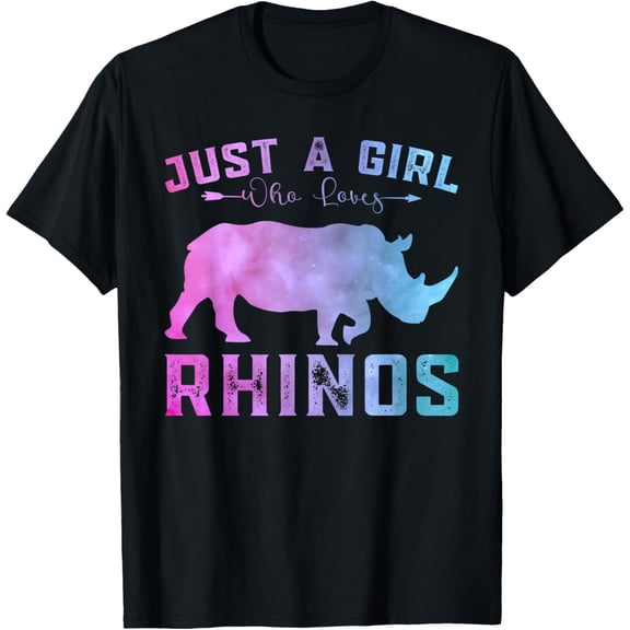 Funny Rhinos Lover Girls Just a Girl Who Loves Rhinos T-Shirt men and women can wear, black, white, gifts