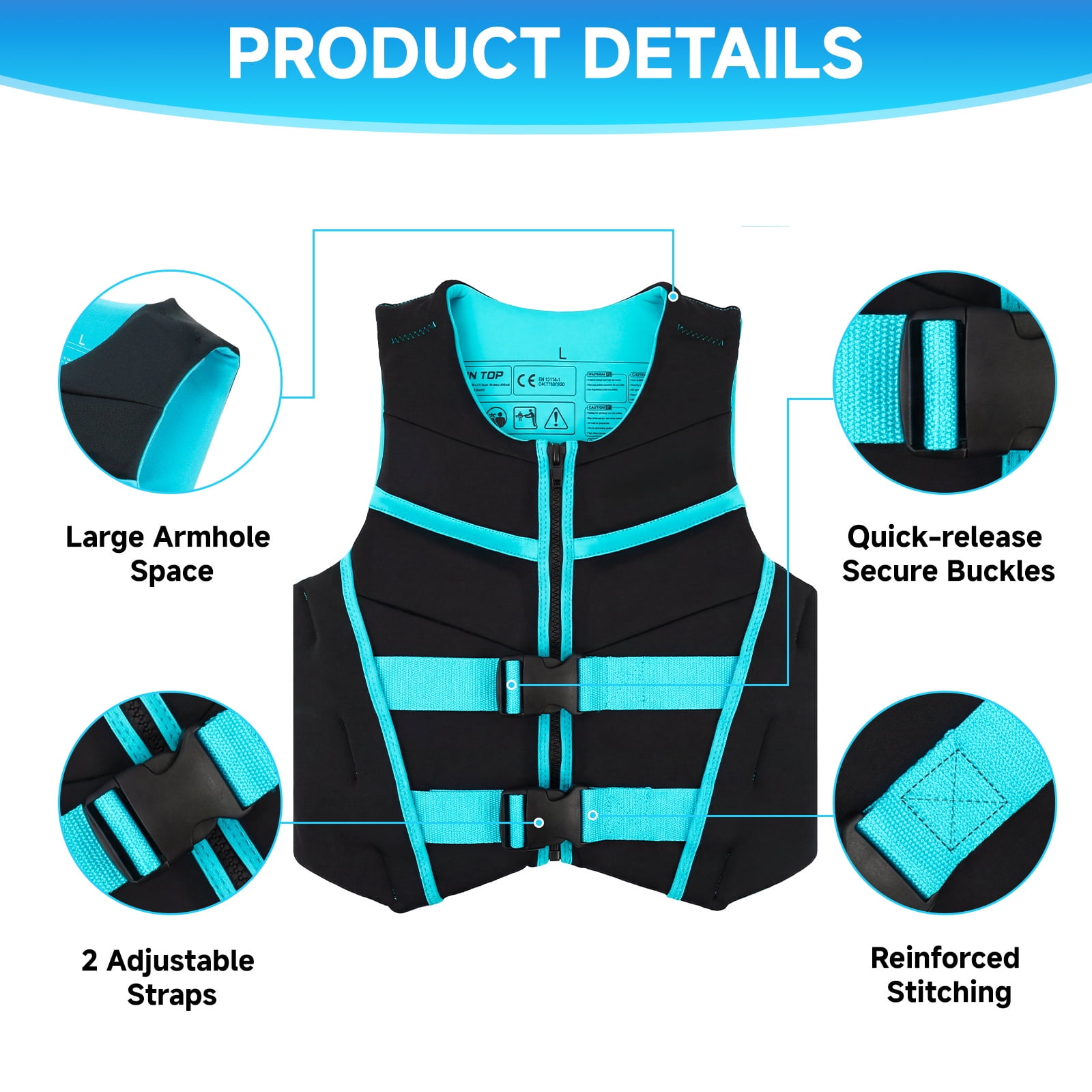 Swim Vest Life Jacket Youth,Adjustable Flotation Buoyancy Swimsuit Trainer Vests,Swimming Aid Jacket,Kayaking Fishing Sailing Watersports,Fit for 50-125 lbs
