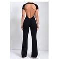 thumbnail image 5 of SKQIT Flare Workout Jumpsuits for Women One Piece Short Sleeves Scrunch Butt Lifting Gym Bodysuit Sexy Backless Yoga Outfits, 5 of 7