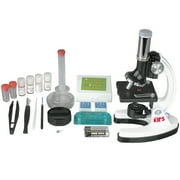 AmScope 120X-1200X 52-pcs Kids Beginner Microscope STEM Kit with Metal Body Microscope, Plastic Slides, LED Light and Carrying Box