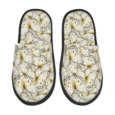 Balery Different Butterflys Slient Indoor Furry Fleece Comfort House Shoes Soft Non-Slip Home Shoes Cotton slippers House Slippers-- Medium