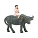 thumbnail image 1 of Figura de búfalo de resina realista para pecera, adorno de vaca, búfalo para coche, escritorio con chica, 1 of 9