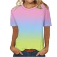 thumbnail image 7 of Ichuanyi Womens Summer Tops Trendy Gradient Color Print Short Sleeve Tshirts Shirts Crew Neck T Shirts Fashion, 7 of 7