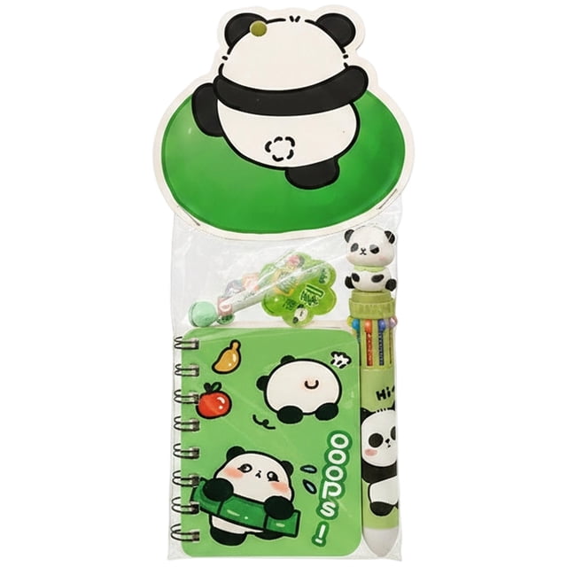 XIANXIAN Ensemble de Papeterie Panda Mignon pour Femmes Fournitures de Rentrée Fournitures de Bureau Incluant Stylos à Encre Gel Stylos à Bille Effaceur de Crayon (Panda)