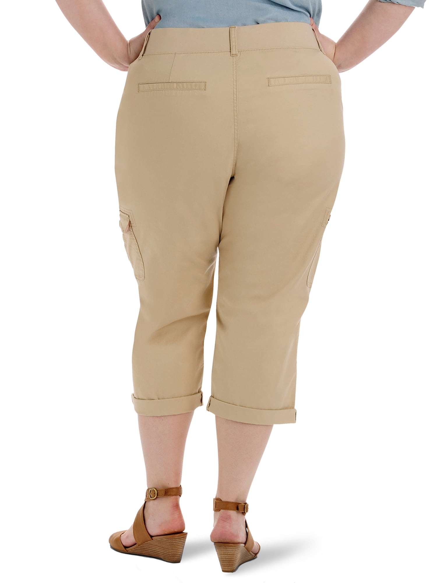 Lee Women's Plus Size Austin Knit Relaxed Cargo Capri 