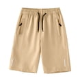 thumbnail image 2 of Miluxas Boys Running Shorts Quick Dry Lightweight Athletic Shorts with Pockets for Workout Gym Training Outdoor Khaki 9-10Years, 2 of 5