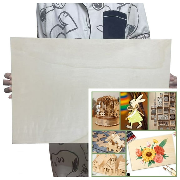 4 Pieces Plywood Rectangle Unfinished Wood 18*12 inch DIY Project, 30*45 cm in Size 3mm in Thickness Wall Decor, Door sign, Craft Supplies