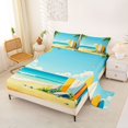 thumbnail image 2 of Castle Fairy Simple Pastel Surfboard Queen Sheets 4 Pieces,Seaside Palm Landscape Art Queen Sheet Sets,Gold Blue,1 Fitted Sheet,1 Flat Sheet and 2 Pillowcases, 2 of 6