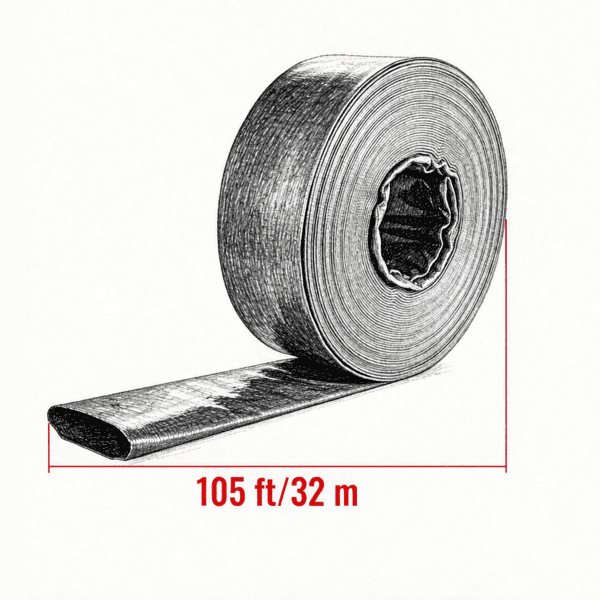 PVC Lay Flat Discharge Hose 2" x 105', Weather & Burst Resistant, Blue, for Pool & Water Transfer