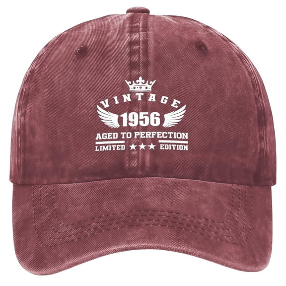 1956 Vintage 70th Birthday Baseball Cap Retro Dacron Parent Gift Hat Adjustable Casual Sun Hat for Outdoor Daily Party Anniversary Wear Red