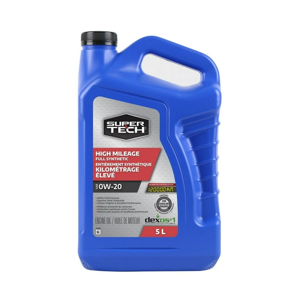 Huile moteur entièrement synthétique 0w-20 Super Tech à kilométrage élevé 5 litres