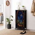 thumbnail image 6 of Gothic Dresser for Bedroom with 4 Storage Drawers Night Sky Crescent Moon Flowering Plants Dressers Chest of Drawers Steel Framed Fabric Closet Organizers for Dorm Entryway End Table Living Room, 6 of 8