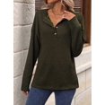 thumbnail image 5 of Womens Henley Long Sleeve Fall V Neck Fashion Dreesy Casual Tunic Sweaters Clothes Trendy Work Outfits  Green XL, 5 of 7