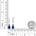 thumbnail image 6 of Gem Stone King 925 Sterling Silver Blue Created Sapphire and White Lab Grown Diamond Dangle Earrings for Women (5.13 Cttw, Oval 9X7MM), 6 of 6