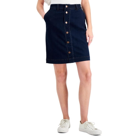 Charter Club Womens Button Front Stretch Pencil Skirt