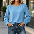 thumbnail image 4 of ClodeEU Women's Crew Neck Long Sleeve Side Button Split Tops,Casual Loose Solid Color Pullover Shirts ,Women's Plus M, 4 of 5