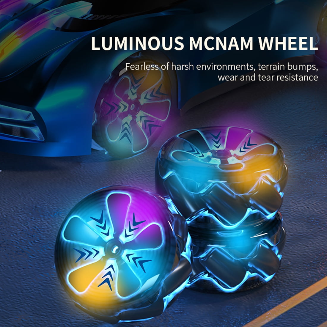 Q206 New Energy Concept RC Car, Smart Spray Light Sports Car Toy with 3.7V 1200mAh Battery, 2.4G Remote Control , Music & LED Effects – For Adults