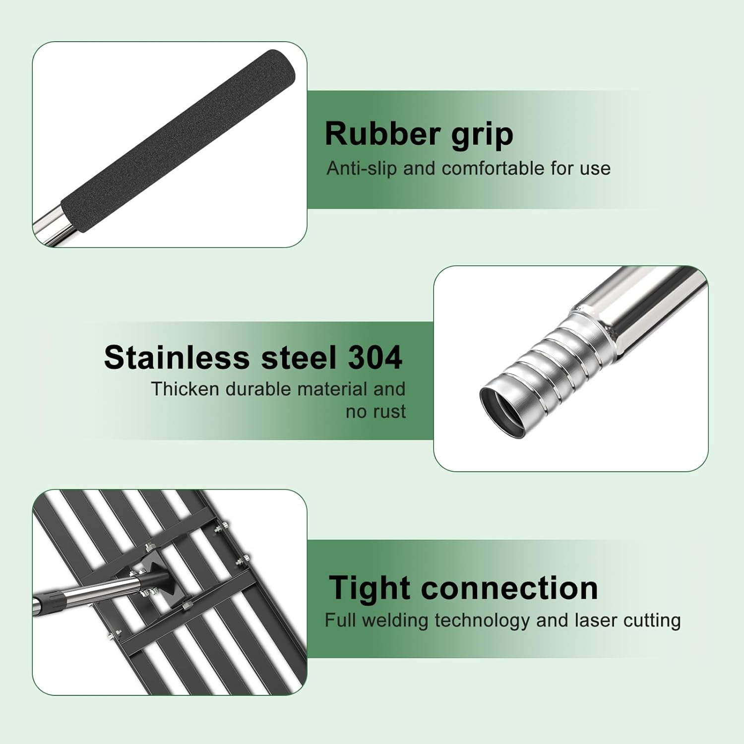 72" Lawn Leveling Rake - 30x10 inch Lawn Leveler Tool with Stainless Steel Handle for Golf Course, Yard, Pasture, and Garden