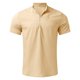 thumbnail image 5 of Camisa Hombre Top de camisa holgada informal de manga corta con cuello liso de verano para hombre (Beige, 4XL), 5 of 6