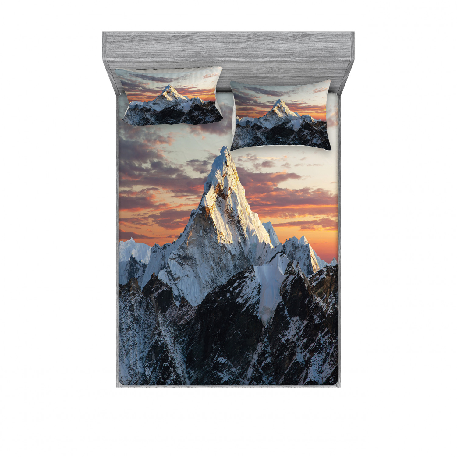 Mountain Bedding Set with Sheet & Covers, Evening South High Hill Above