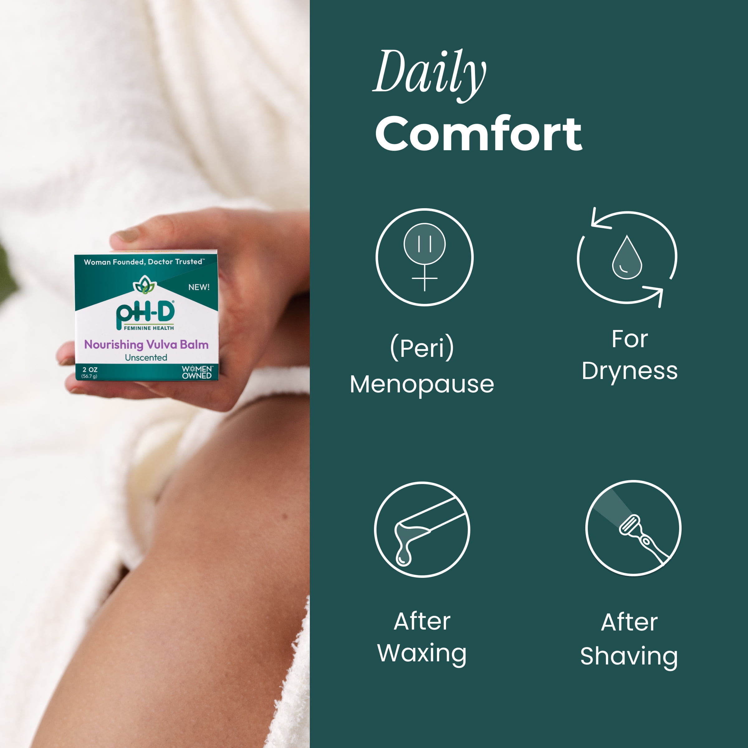 pH-D Feminine Health Nourishing Vulva Balm, Hydrating & Soothing Moisturizer, 2 Ounces