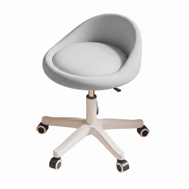 twisto Adjustable Dressing Chair Five-Point Base Rolling Dressing Chair Curved Backrest for Makeup Table, Desk, Indoor Use, Gray