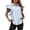 Sky Blue, variant on Women Summer Ruffled Button Down Shirt Short Sleeve