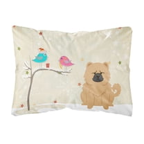 Carolines Treasures BB2616PW1216 Christmas Presents between Friends Chow Chow - Cream Canvas Fabric Decorative Pillow,