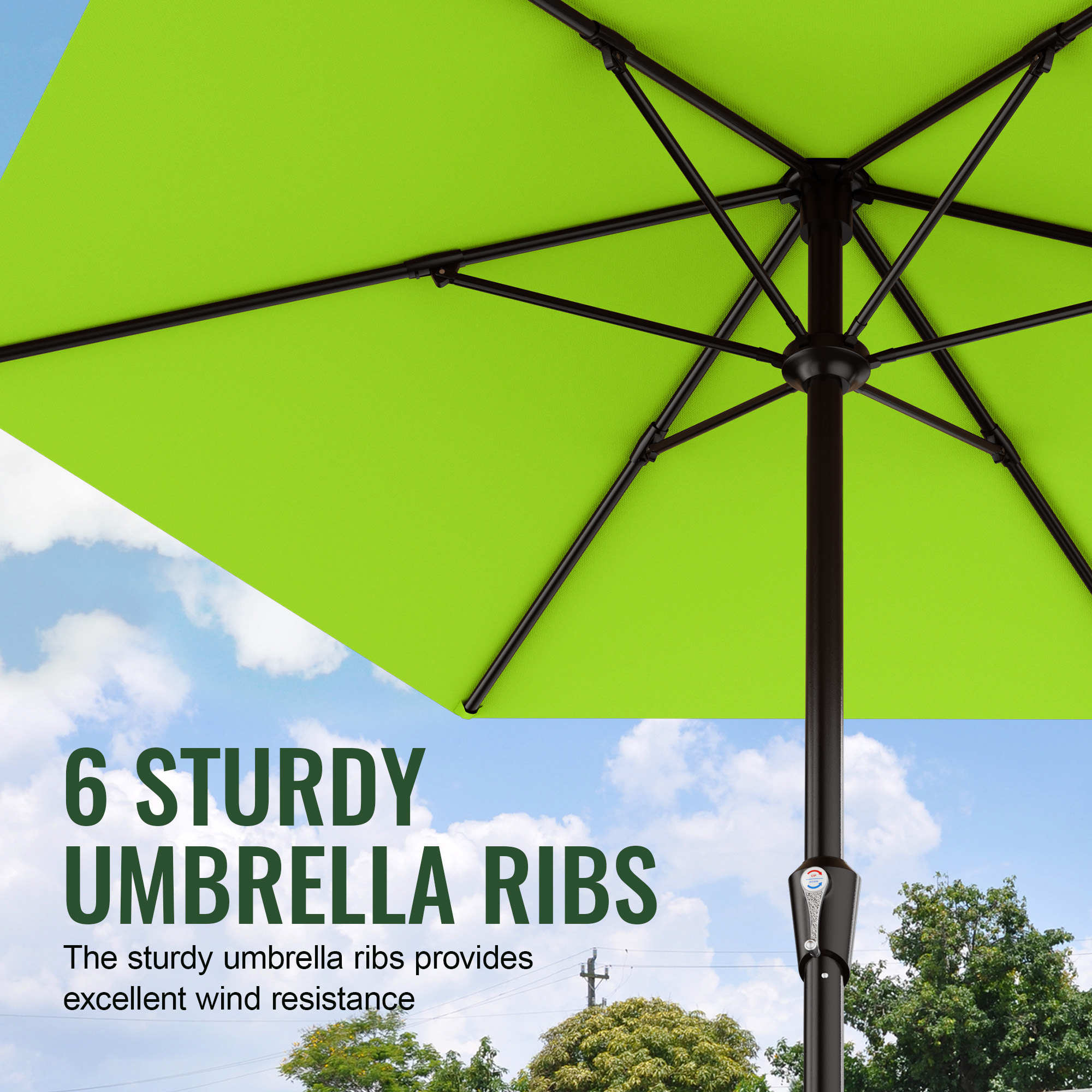 Easthome 9 Ft Patio Umbrella With Crank, Apple Green photo 4