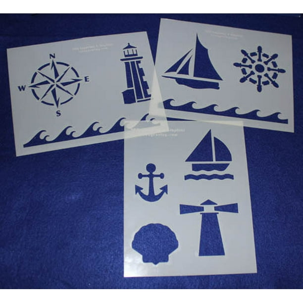 Nautical / Boating Stencils 3 Piece Set 8 x 10