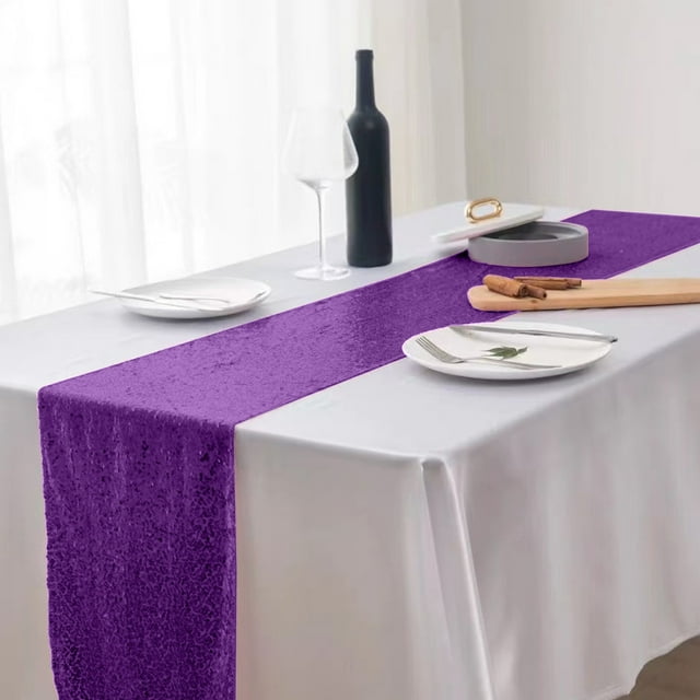 Sparkly Sequin Table Runner for Weddings & Parties - Decorative Nylon Banquet Tablecloth, Shiny Festive Dining Decor, Durable Fade-Resistant Polyester, Easy to Match Event Accessory