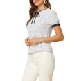 thumbnail image 4 of MODA NOVA Junior's Spring Summer Tie V Neck Short Sleeve Floral Blouse, 4 of 5