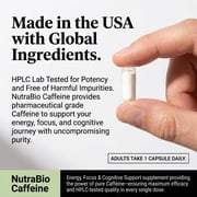NutraBio 100% Pure Caffeine Capsules (250 Capsules)