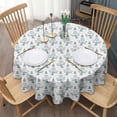 thumbnail image 3 of Light Blue Christmas Snowman Pattern Round Tablecloth 60"x60",Wrinkle Wipeable Table Cloth for Kitchen Dining Room Picnic Patio Party, 3 of 6