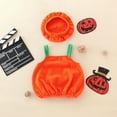 thumbnail image 5 of Ruyang Baby Girls Cute Pumpkin Tank Top with Hat Halloween 2 Piece Outfit Flannel New Born First Halloween Pumpkin Outfit, 5 of 9