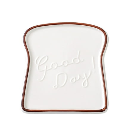 

Creative Ceramic Toast Shaped Dinner Plate Porcelain Bread Salad Dessert Plate Morning Dish for Kitchen Party Restaurant (Coffee)