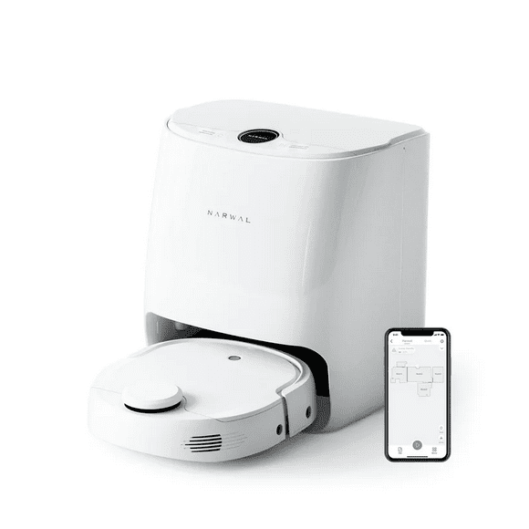 [Refurbished]Narwal T10 Robot Vacuum and Mop Combo with Mop Self-Cleaning, Hard Floor Cleaner Machine Station- Ideal for Pet Hair - LIDAR Navigation & Laser Mapping - Quiet Operation, White