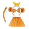 thumbnail image 4 of Lindo Pequeño Mono Orejas Diadema Cola Tutú Pajarita Conjunto Para Halloween Año Nuevo Plátano Marrón Claro, 4 of 8