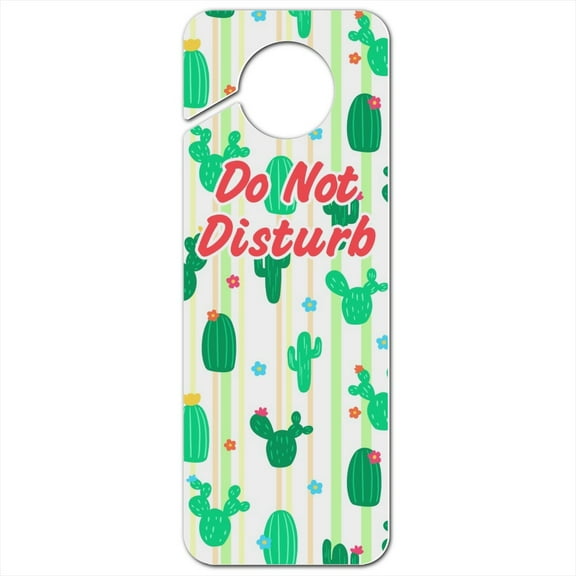 Cute Cactus with Flowers Pattern Plastic Door Knob Hanger Sign