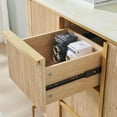 thumbnail image 7 of OKD Modern Fluted Buffet Cabinet with Faux Marble Top, 2 Doors & 3 Drawers Storage Sideboard for Kitchen, Dining Room & Living Room, Natural Oak, 7 of 7