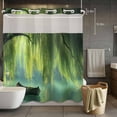 thumbnail image 5 of Willow Whispering Leaves No Hooks Shower Curtain with Snap-in Liner Boat Green Lake Plant Shower Curtains for Bathroom, Waterproof, Easy Install, Washable 72"x78", 5 of 9