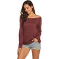 thumbnail image 4 of Blusa tipo túnica de manga larga con hombros descubiertos elegante para mujer, 4 of 6