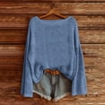 thumbnail image 2 of Holzkary Womens Casual Lightweight Long Sleeve Crewneck Knit Shirts Tops Knitted Fashion Crewneck Blouse Winter Warm Layer Top Daily Going Out Shirts Ribbed Knit Solid Soft Pullover Sweater Blue L, 2 of 3