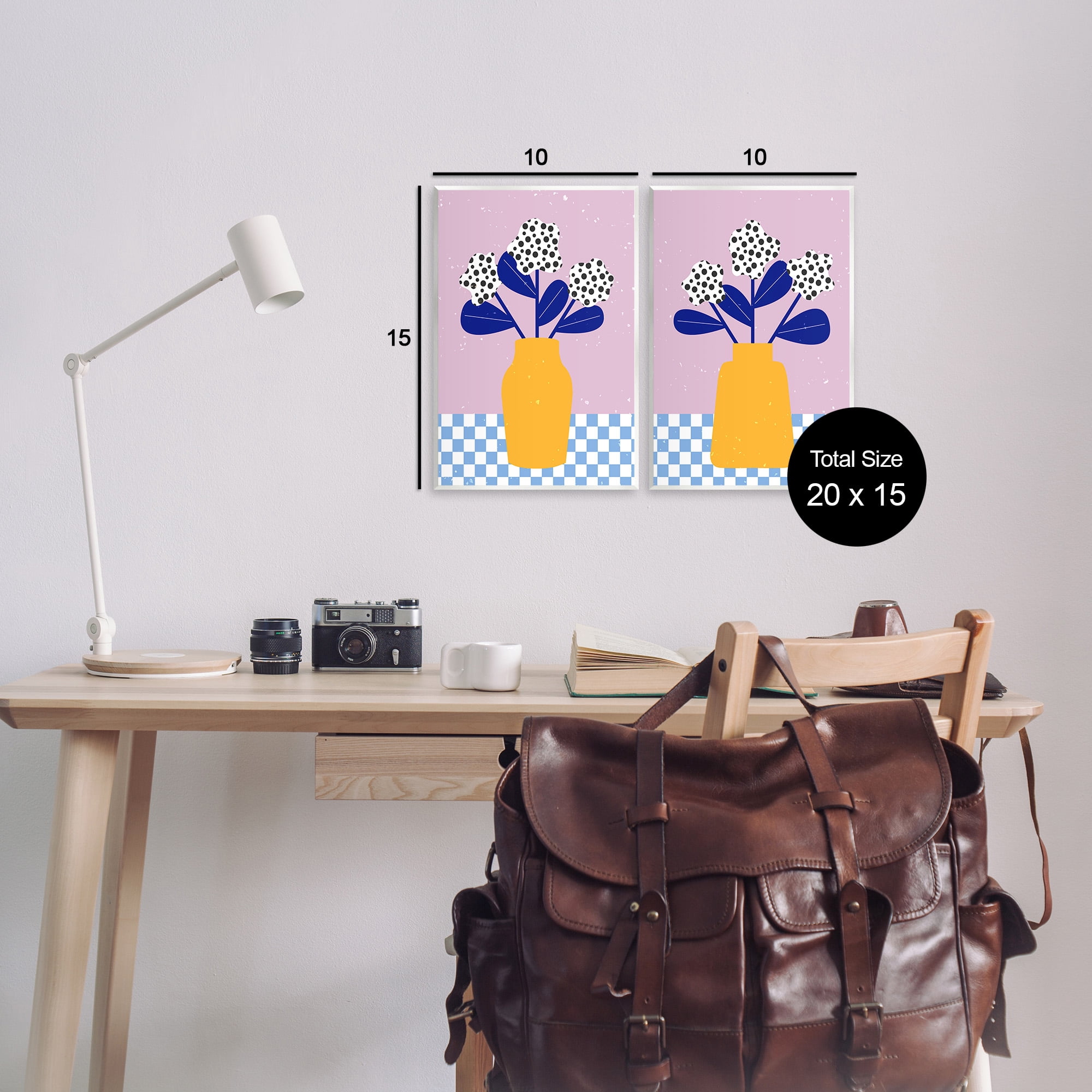 Stupell Industries Patterned Flowers in Vases Botanical & Floral Painting Unframed Art Print Wall Art, 10 x 15, Set of 2
