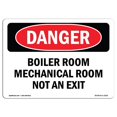 thumbnail image 1 of SignMission OS-DS-D-35-L-2126 Danger Boiler Room Mechanical Room Not An Exit OSHA Decal Sign, 1 of 1